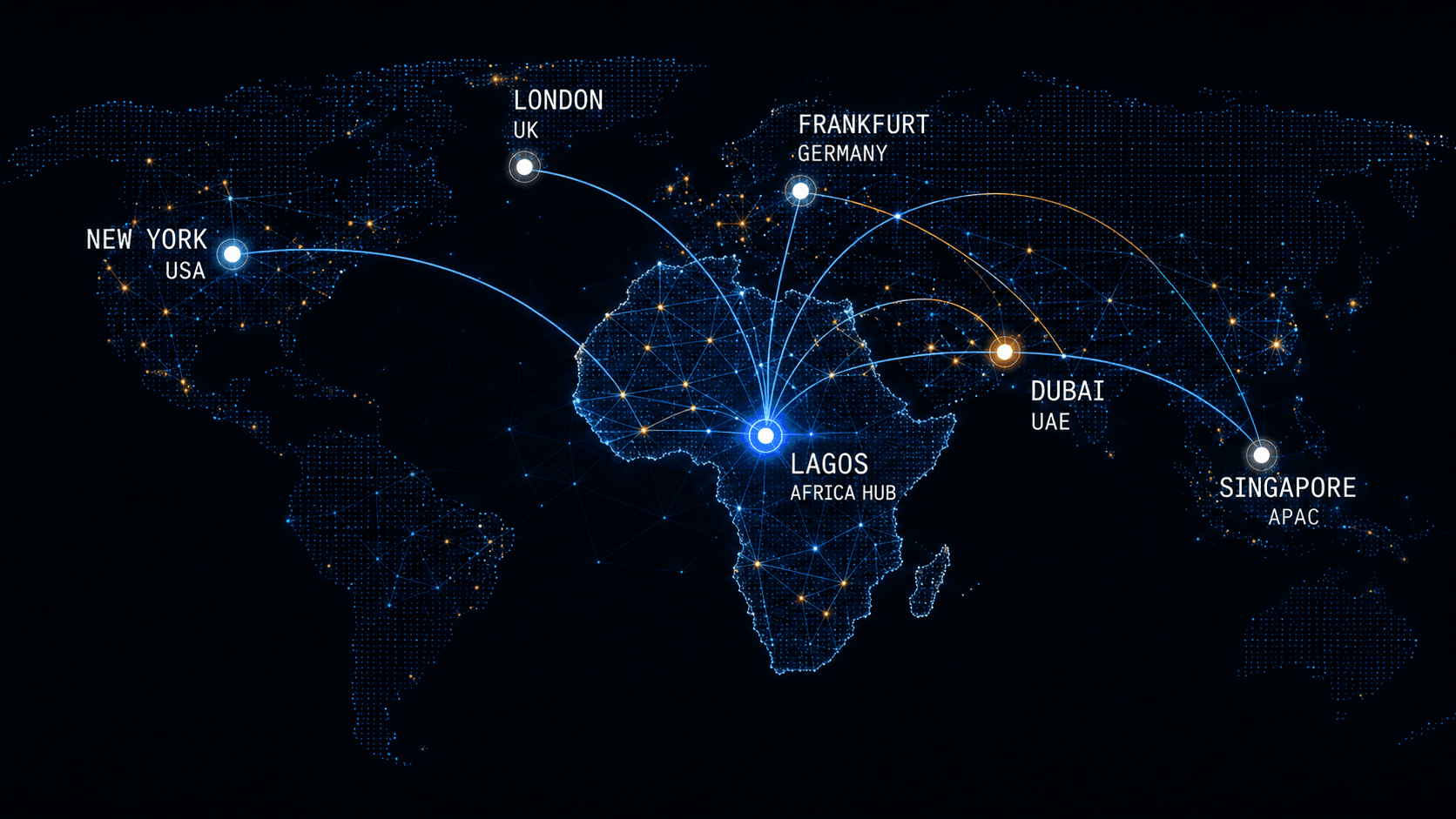 CloudSpace global network map centered on Lagos, Africa hub